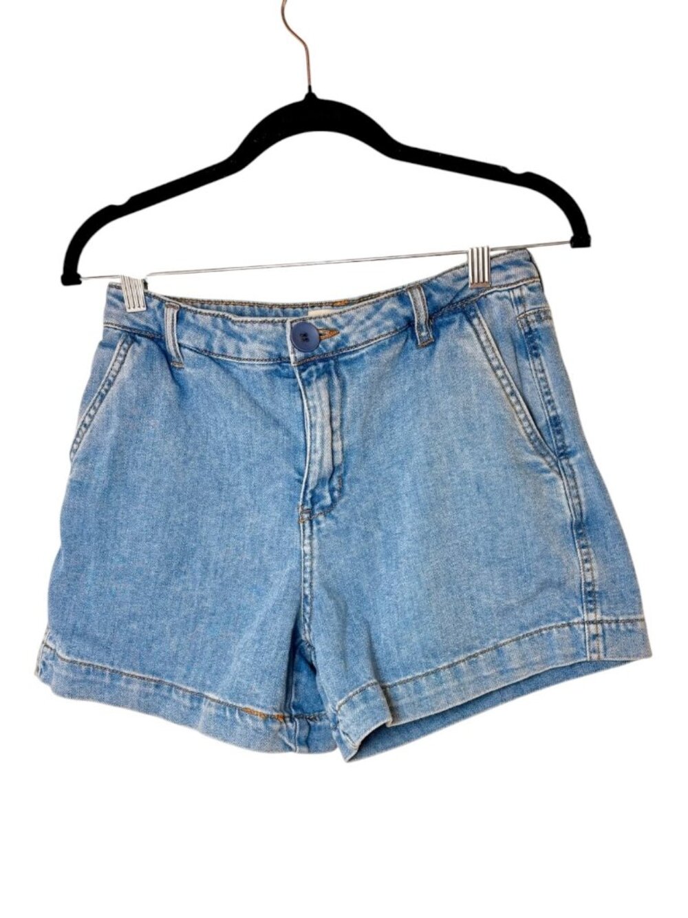 OAT New York Cloud Luxe Denim Light Wash High Rise Shorts Size 4/27